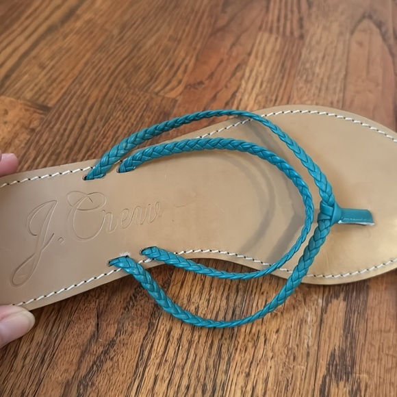 J. Crew New Green Leather Capri Braided Strap Flip Flop Sandals Size 8 - Picture 6 of 8